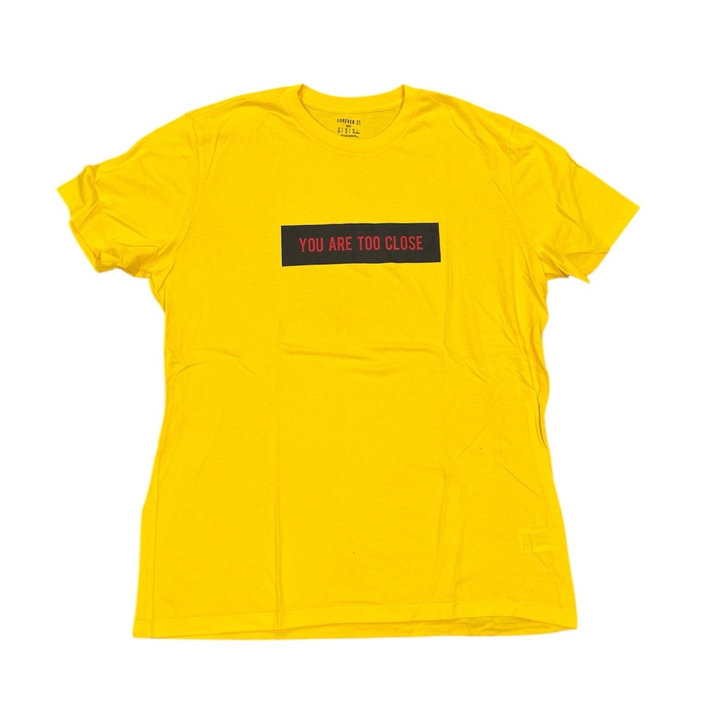 Forever 21 Men’s “You Are Too Close” Box Print Tee